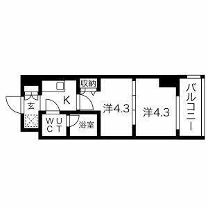 スパシエ蒲田グランドタワー(2K/12階)の間取り写真