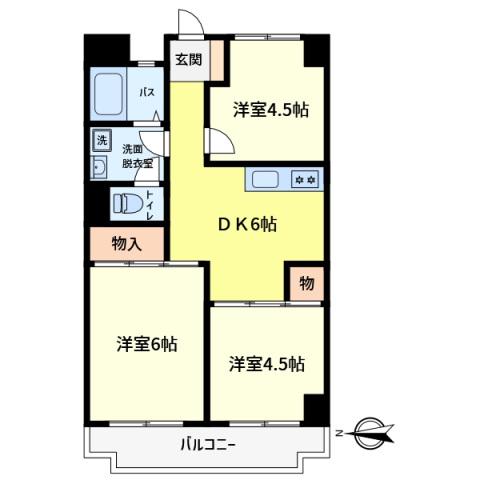 ダイアパレス金町(3DK/4階)の間取り写真