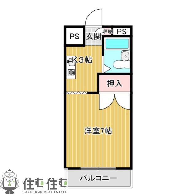 若宮ビューハイツ(1K/8階)の間取り写真