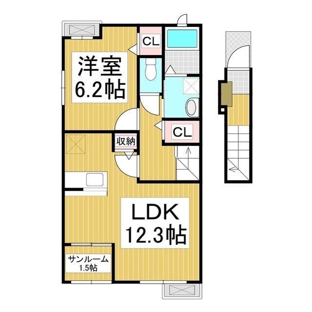 グランドハーモニー(1LDK/2階)の間取り写真