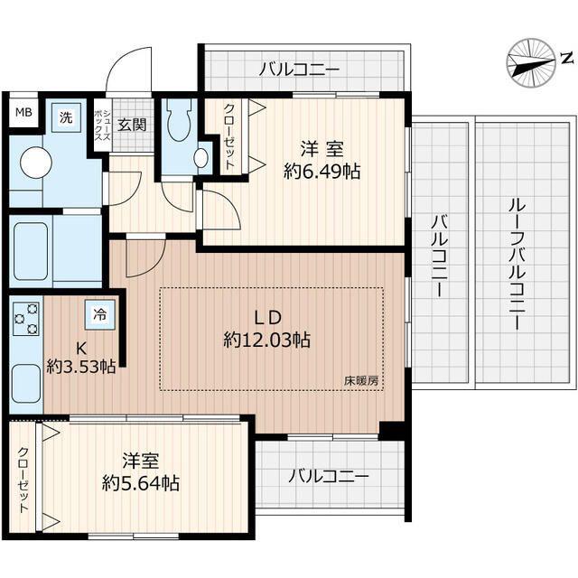 BEVERLY HOMES 豊島園(2LDK/3階)の間取り写真