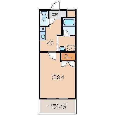 ル・マンA3番館(1K/3階)の間取り写真