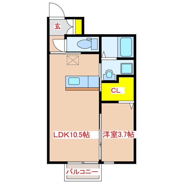 ARMERIA(1LDK/1階)の間取り写真