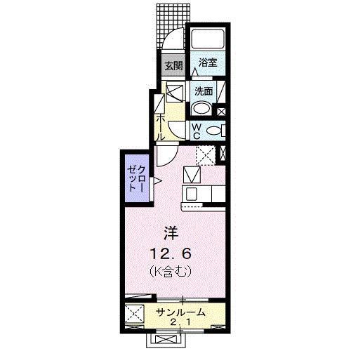 レガリア山王(ワンルーム/1階)の間取り写真