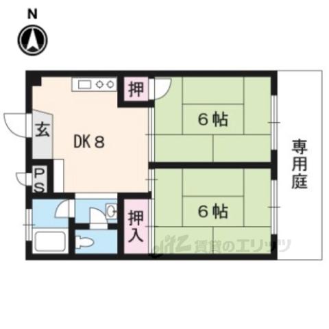 ハイツ新喜(2DK/1階)の間取り写真