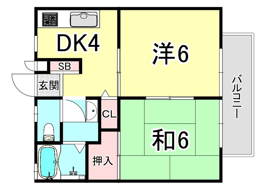 YZハイツ(2DK/2階)の間取り写真