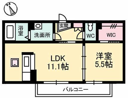 クオーレ光I(1LDK/1階)の間取り写真