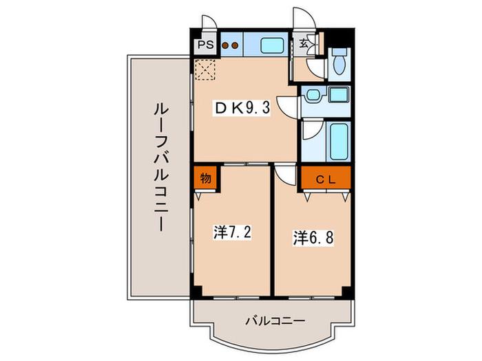 美しが丘マンションII(2DK/3階)の間取り写真