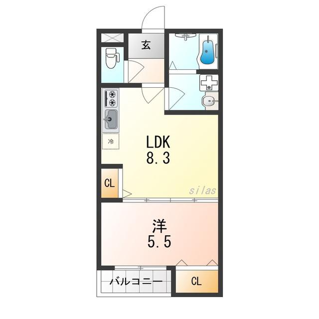 EIKOU菊水通(1LDK/3階)の間取り写真