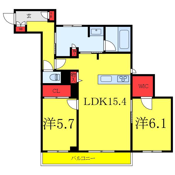 アトリエール F(2LDK/2階)の間取り写真