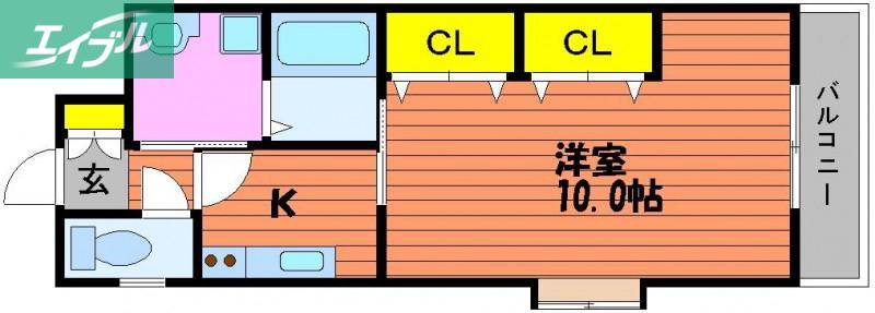 アネシス奥田本町(1K/4階)の間取り写真