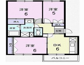 ミュゼ上町(3DK/3階)の間取り写真