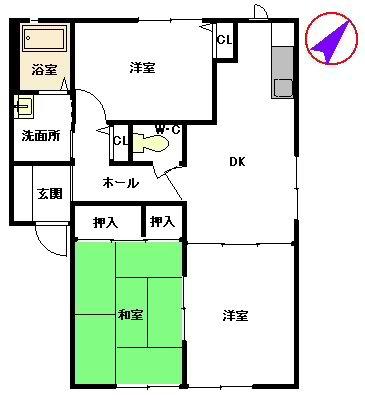 ルミエール朝日A(3DK/2階)の間取り写真