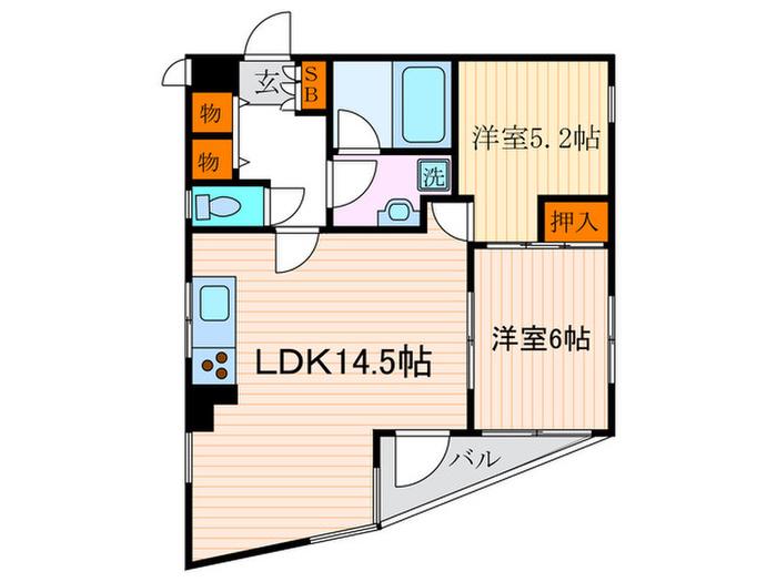 フォルム長岡天神(2LDK/2階)の間取り写真