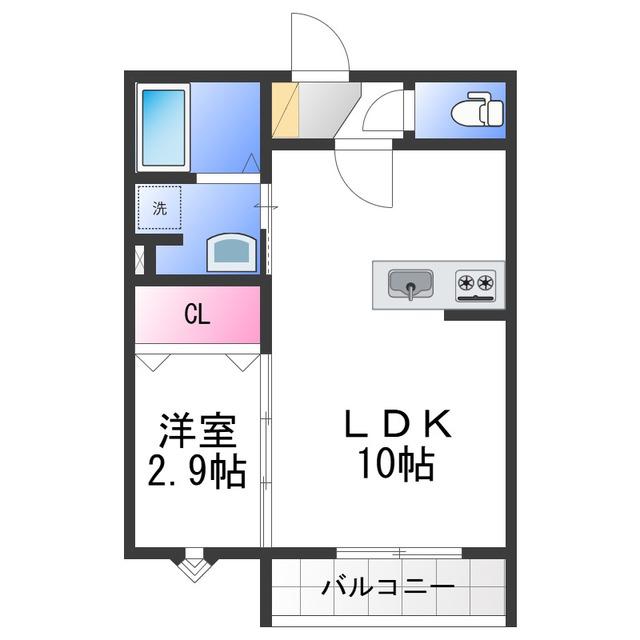 フェリーチェ泉大津(1LDK/3階)の間取り写真