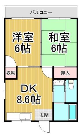 グリーンハイツ(2DK/1階)の間取り写真