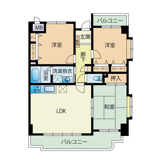 カインダマンション(3LDK/6階)の間取り写真