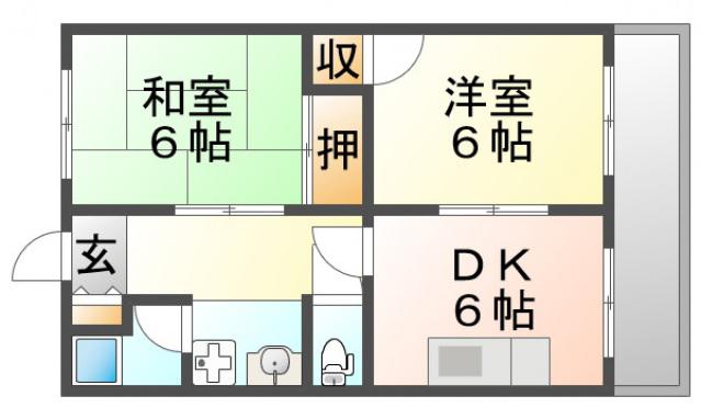 グリーンパークハイツ(2DK/4階)の間取り写真