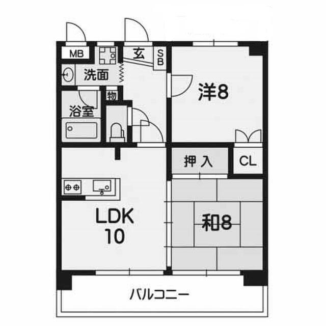 ソフィールビル(2LDK/4階)の間取り写真
