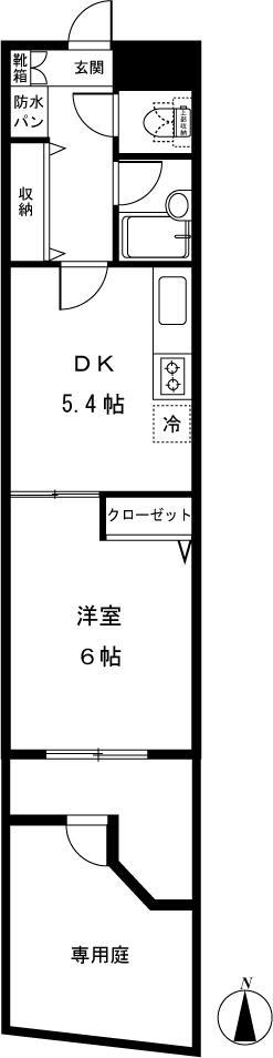 モナーク野方(1DK/1階)の間取り写真