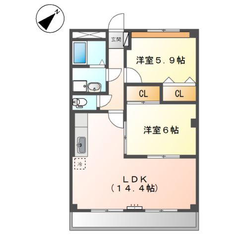 サンフォレスト曙(2LDK/3階)の間取り写真
