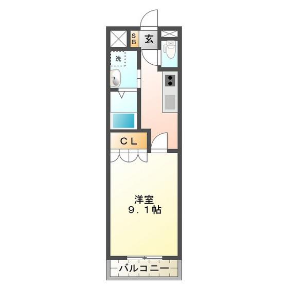 リヴァージュA棟(1K/2階)の間取り写真