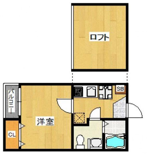 JR鹿児島本線 吉塚駅 徒歩6分 2階建 築21年(1K/2階)の間取り写真