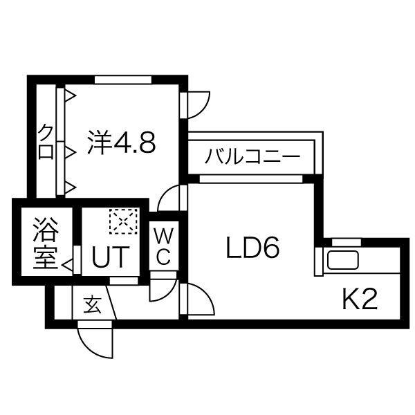 ル・ファール琴似(1LDK/1階)の間取り写真