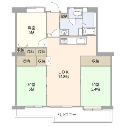 つつじヶ丘ハイツ3号棟(3LDK/10階)の間取り写真