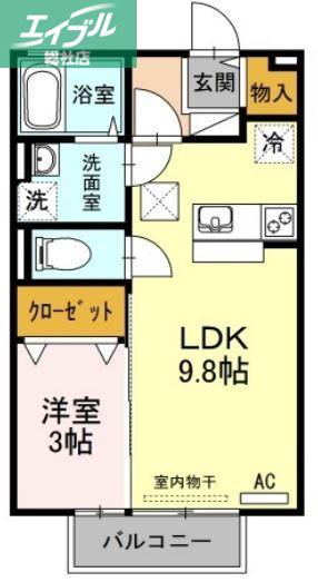 セブンI棟(1LDK/1階)の間取り写真