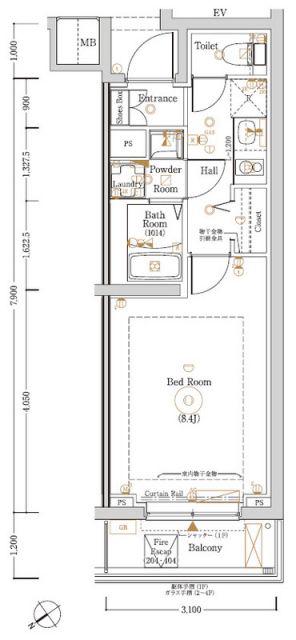 LOG登戸STATION SIDE(1K/1階)の間取り写真