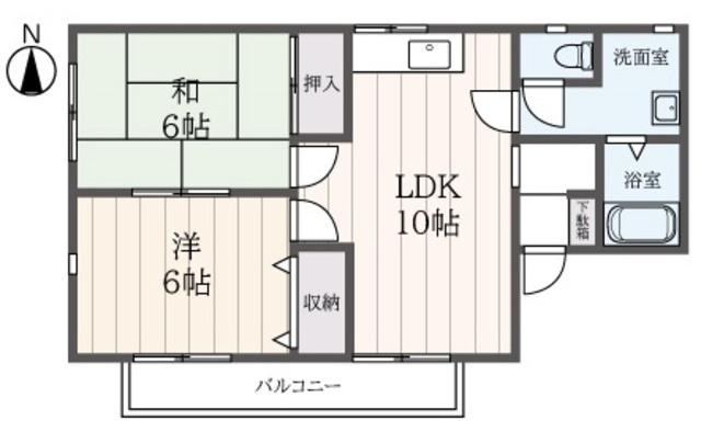 メルベーユ二俣川(2LDK/1階)の間取り写真