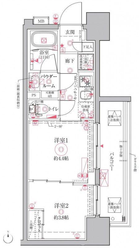 クレイシアIDZ川崎(2K/10階)の間取り写真