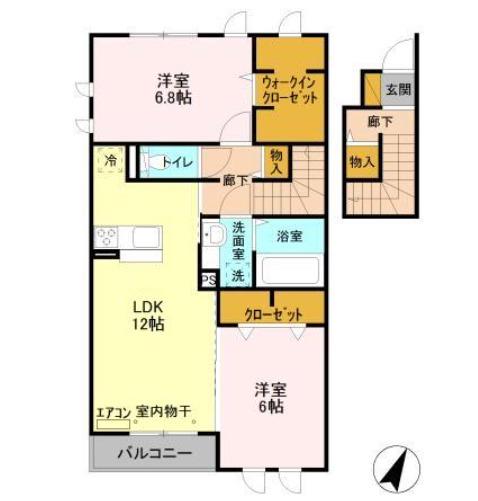 プラティーク 1(2LDK/2階)の間取り写真
