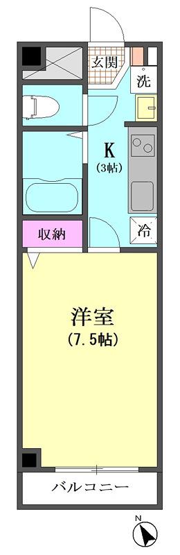 フレア十五屋B館(1K/2階)の間取り写真