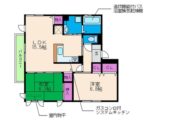 PROUD HILLSII(2LDK/1階)の間取り写真