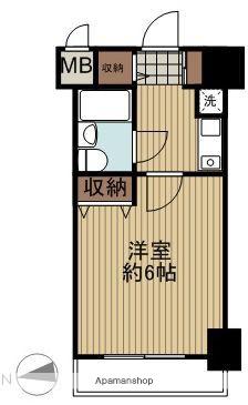 ライオンズマンション本厚木第3(1K/8階)の間取り写真