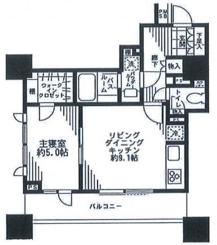 シティタワー横濱(1LDK/4階)の間取り写真