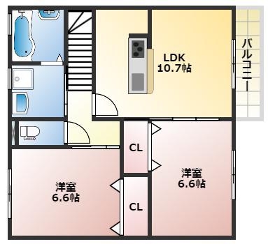 CASA ERBEN(2LDK/2階)の間取り写真