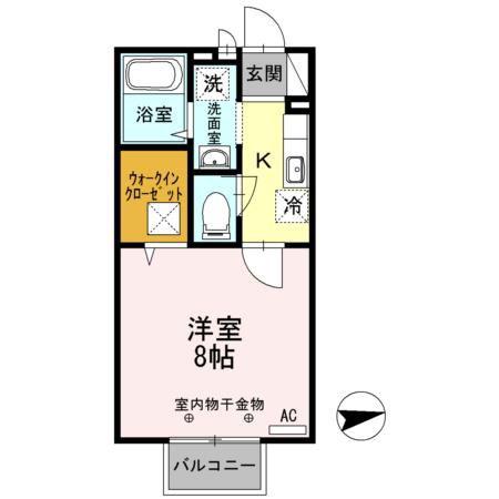 ソレイユ東野(1K/1階)の間取り写真