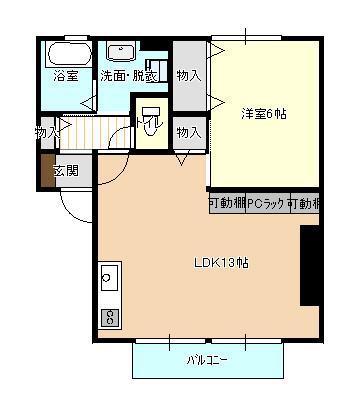 サンパレスはせB(1LDK/2階)の間取り写真