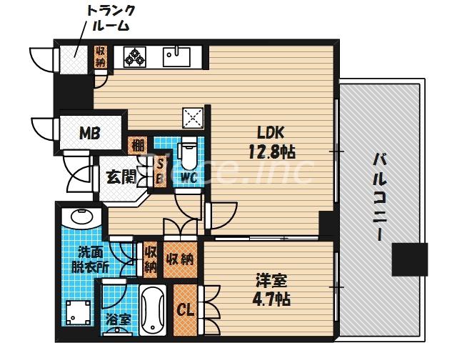 ジオタワー天六(1LDK/16階)の間取り写真