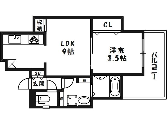ウィステリア大阪天満宮(1LDK/6階)の間取り写真