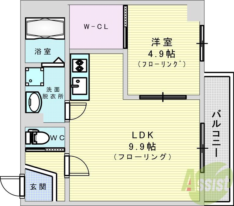 SCALA TOYOTSU(1LDK/2階)の間取り写真