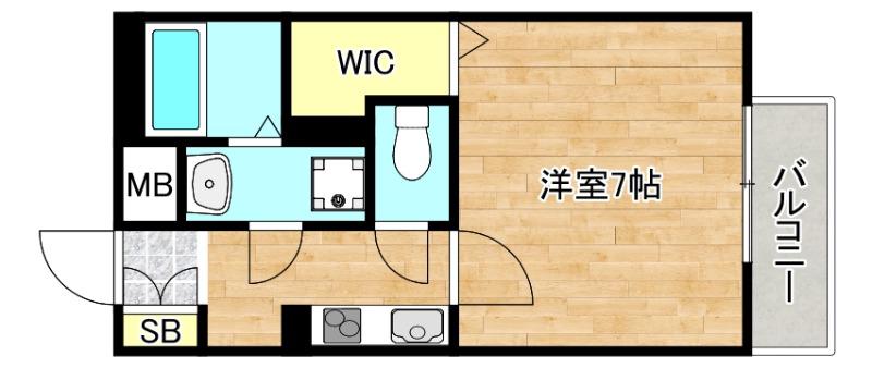 アプローズ(1K/2階)の間取り写真