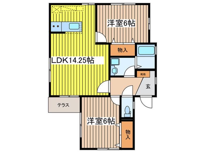 指扇コーポ(2LDK/1階)の間取り写真