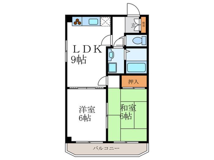 藤波ビル(2LDK/2階)の間取り写真