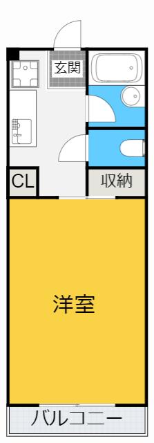 パレスはちまん(1K/2階)の間取り写真