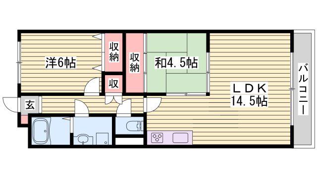 クレール松の内(2LDK/2階)の間取り写真