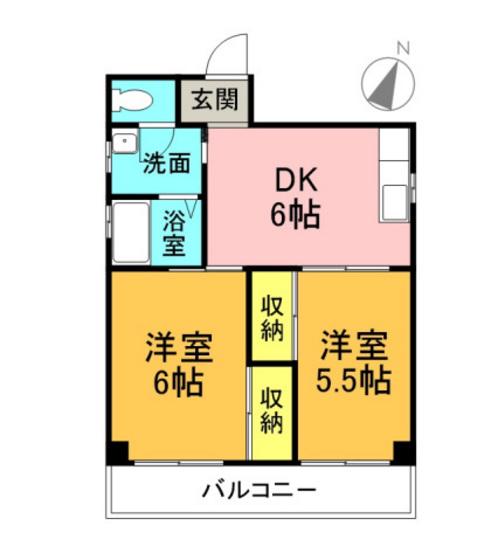 二村ビル(2DK/3階)の間取り写真